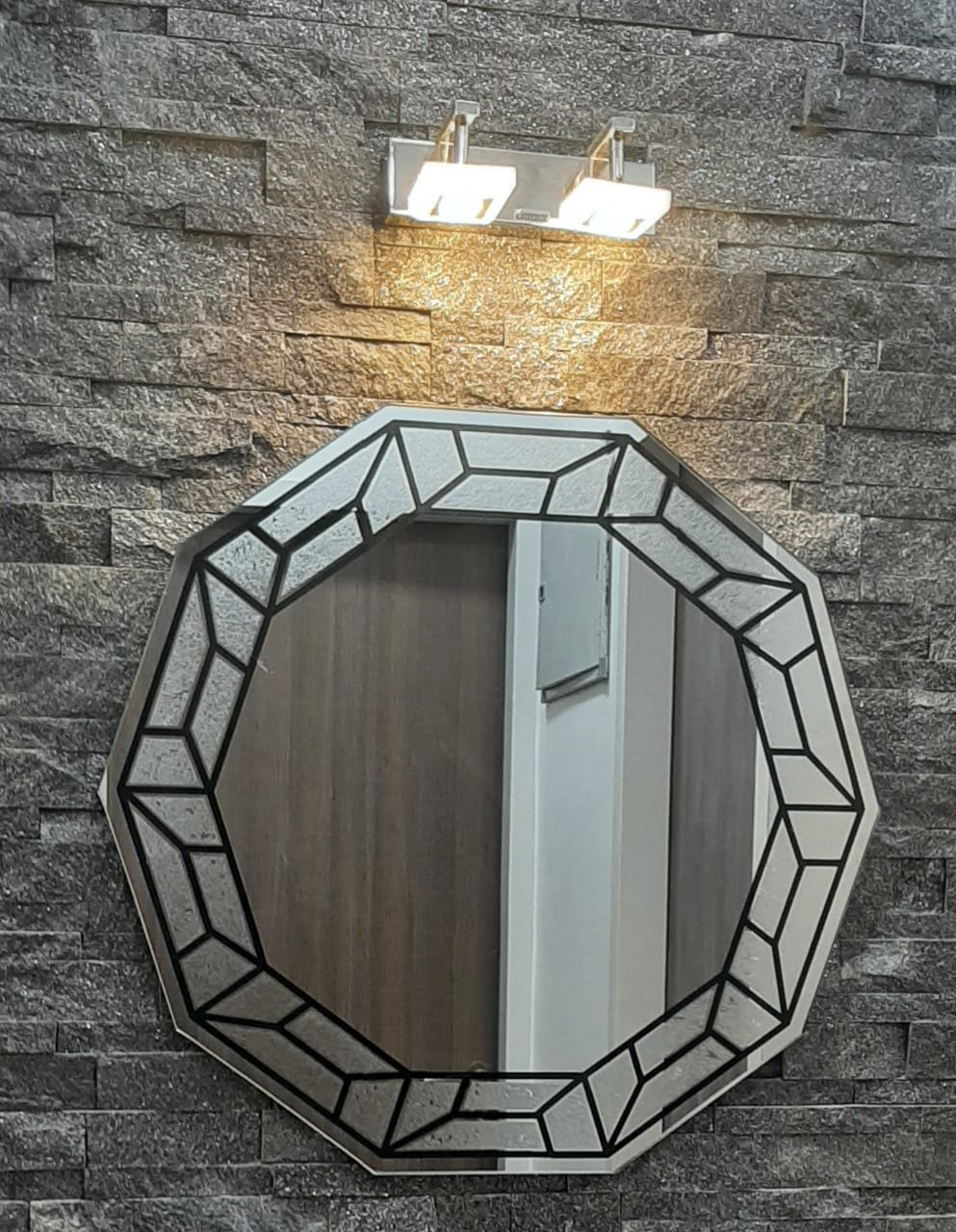 Geometric Cut Glass Panel